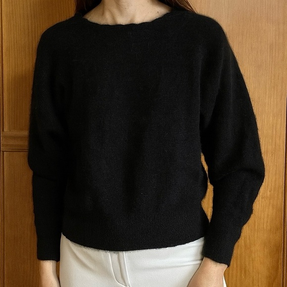 Rafaella Sweaters - Vintage Rafaella Black Angora Wool Blend Sweater Scallop Neck SMALL Hong Kong
